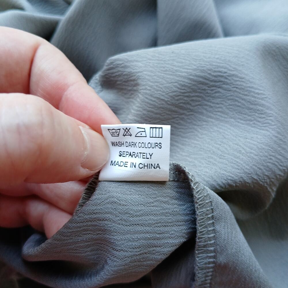 Grey Wide Leg High Rise Pants XL elastic waist pockets comfy office palazzo - Picture 6 of 11